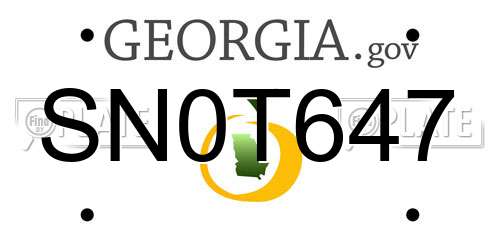 SN0T647 Georgia License Plate
