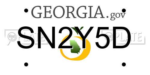 SN2Y5D Georgia License Plate