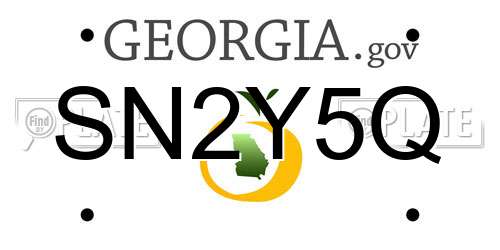 SN2Y5Q Georgia License Plate