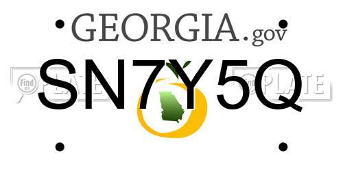 SN7Y5Q Georgia License Plate