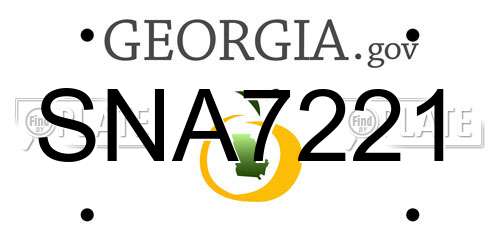 SNA7221 Georgia License Plate