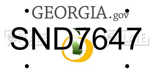 SND7647 Georgia License Plate