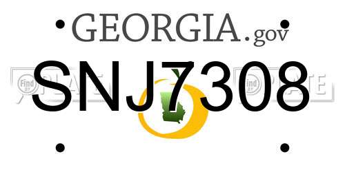 SNJ7308 Georgia License Plate