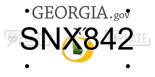 SNX842 Georgia License Plate