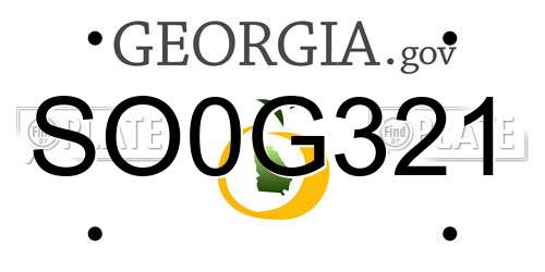 SO0G321 Georgia License Plate