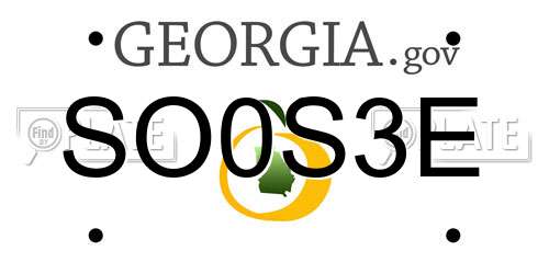 SO0S3E Georgia License Plate