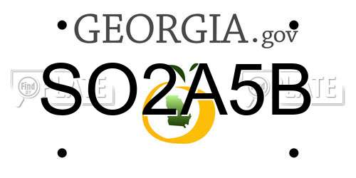 SO2A5B Georgia License Plate