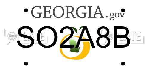 SO2A8B Georgia License Plate