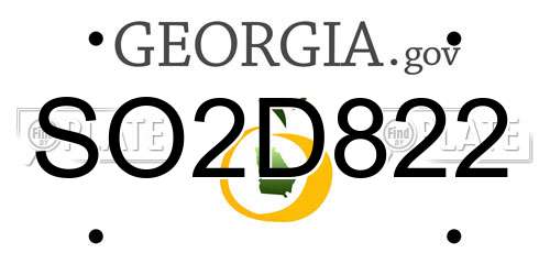 SO2D822 Georgia License Plate