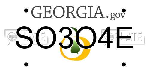 SO3O4E Georgia License Plate