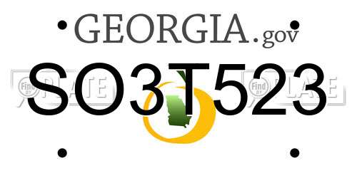 SO3T523 Georgia License Plate