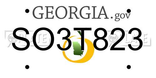 SO3T823 Georgia License Plate