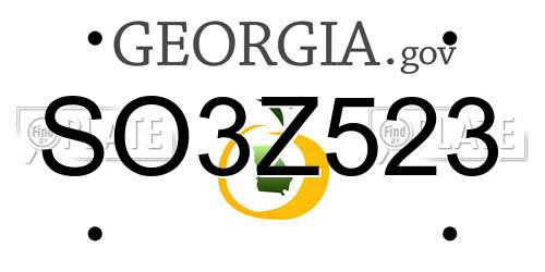 SO3Z523 Georgia License Plate