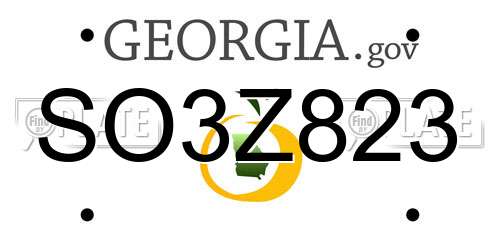 SO3Z823 Georgia License Plate