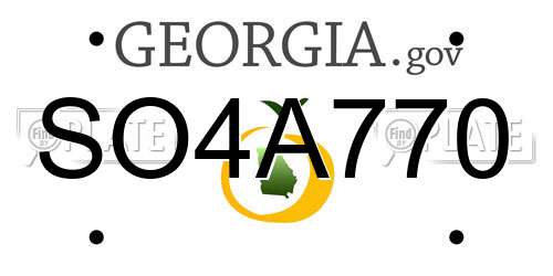 SO4A770 Georgia License Plate