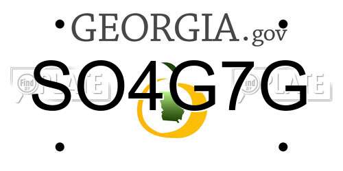 SO4G7G Georgia License Plate