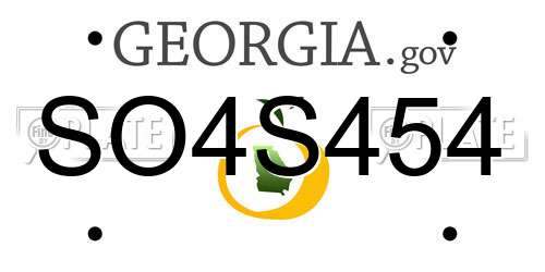 SO4S454 Georgia License Plate