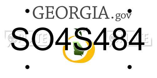 SO4S484 Georgia License Plate