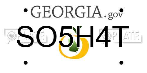 SO5H4T Georgia License Plate