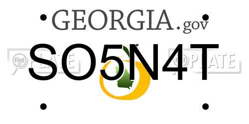 SO5N4T Georgia License Plate
