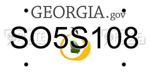 SO5S108 Georgia License Plate