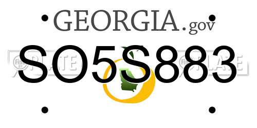 SO5S883 Georgia License Plate