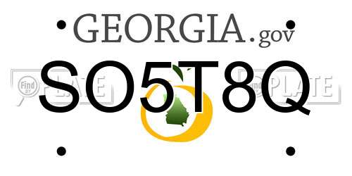 SO5T8Q Georgia License Plate