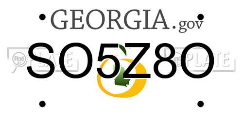 SO5Z8O Georgia License Plate