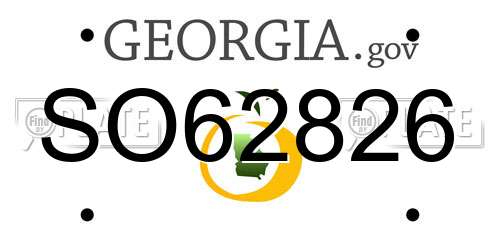 SO62826 Georgia License Plate