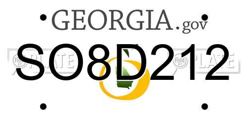 SO8D212 Georgia License Plate