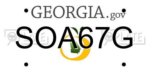SOA67G Georgia License Plate