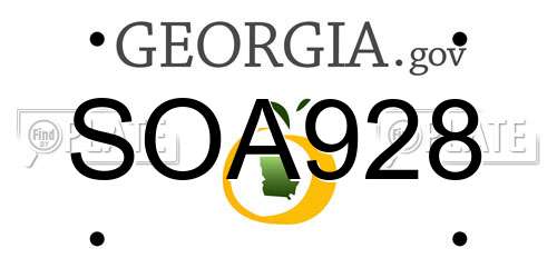 SOA928 Georgia License Plate