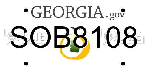SOB8108 Georgia License Plate