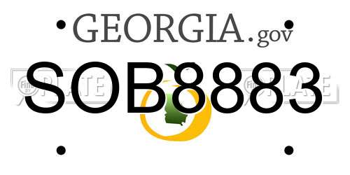 SOB8883 Georgia License Plate