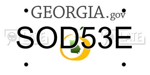 SOD53E Georgia License Plate