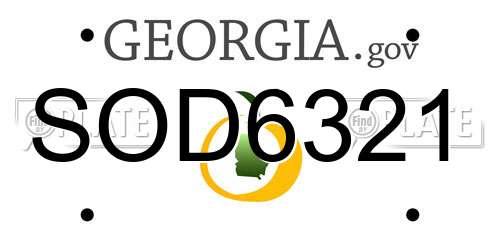 SOD6321 Georgia License Plate