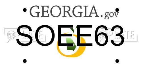 SOEE63 Georgia License Plate
