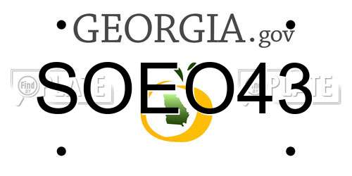 SOEO43 Georgia License Plate