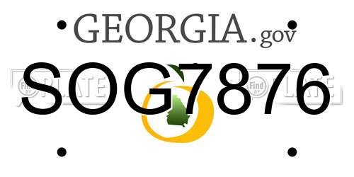 SOG7876 Georgia License Plate