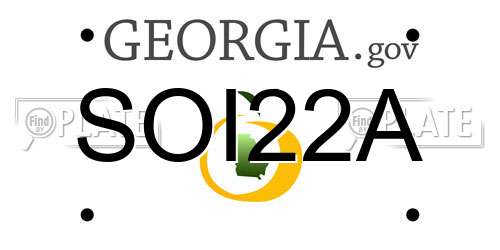 SOI22A Georgia License Plate