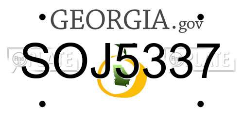SOJ5337 Georgia License Plate