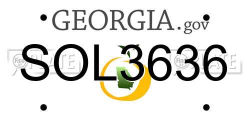 SOL3636 Georgia License Plate