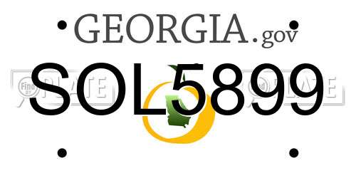 SOL5899 Georgia License Plate