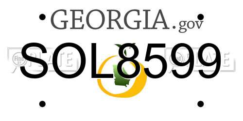 SOL8599 Georgia License Plate