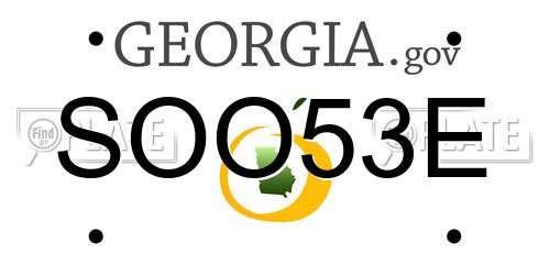 SOO53E Georgia License Plate