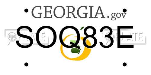 SOQ83E Georgia License Plate