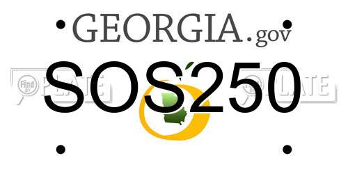 SOS250 Georgia License Plate