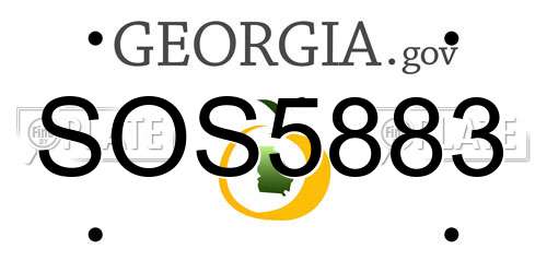 SOS5883 Georgia License Plate