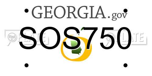 SOS750 Georgia License Plate