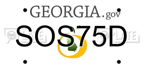 SOS75D Georgia License Plate